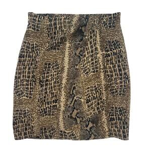 Vintage S.L.B Sunny Leigh Wrap Silk Skirt Size S Brown Animal Print Snake Croc